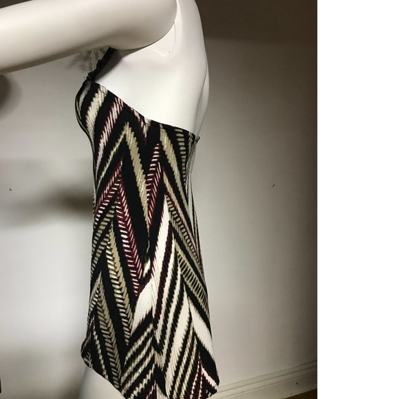 Le Chateau Brown Tan Top braided halter neck tunic geo geometrical fishnet NWT - Picture 3 of 7
